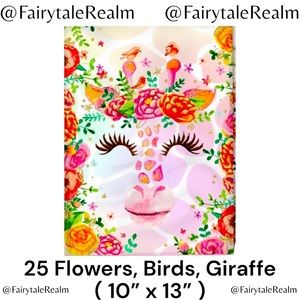 10”x13” Flowers & Giraffe ( 25 ) Poly Mailers, Shipping Envelopes, Gift Bags